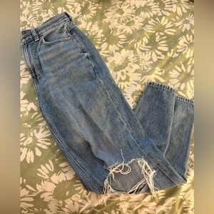 American Eagle Outfitters Light Blue Distressed Straight Leg Jeans